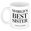 Worlds best sister cadeau koffiemok / theebeker wit 330 ml - Cadeau mokken - feest mokken