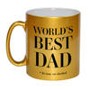Gouden Worlds best dad cadeau koffiemok / theebeker 330 ml - Cadeau mokken - feest mokken