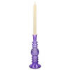 Kaarsen kandelaar Florence - paars glas - ribbel - D8,5 x H23 cm - kaars kandelaars