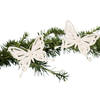 2x stuks kerstboom decoratie vlinders op clip glitter wit 14 cm - Kersthangers