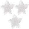 3x Kerstversieringen glitter kerstster wit op clip 23 x 8 cm - Kersthangers
