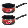 Set van 2x stuks steelpan/sauspan rood anti-aanbak 16 cm - Steelpannen