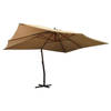 vidaXL Zweefparasol met houten paal 400x300 cm taupe