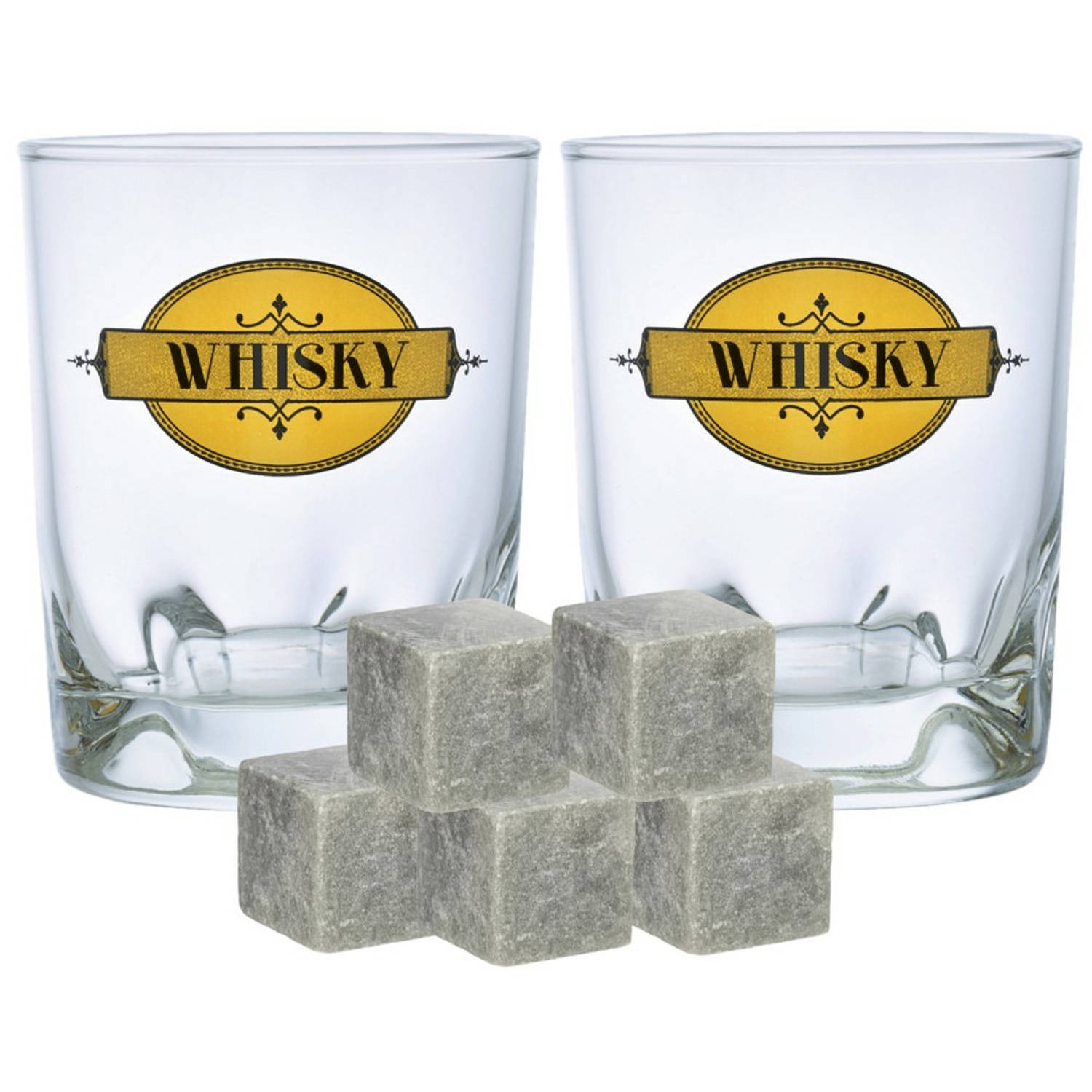 Durobor whiskyglazen set 6x stuks 240 ml 9x whisky ijsblokstenen Whiskeyglazen
