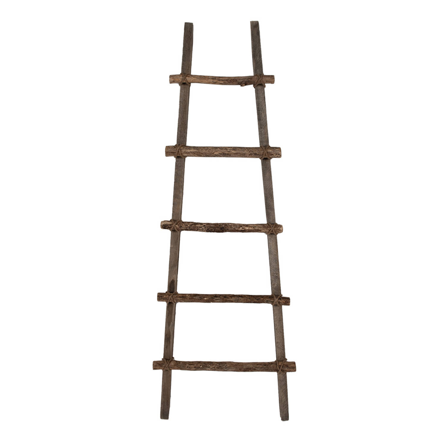 Clayre & Eef Handdoekhouder 140 cm Bruin Hout Decoratie Ladder Bruin Decoratie Ladder