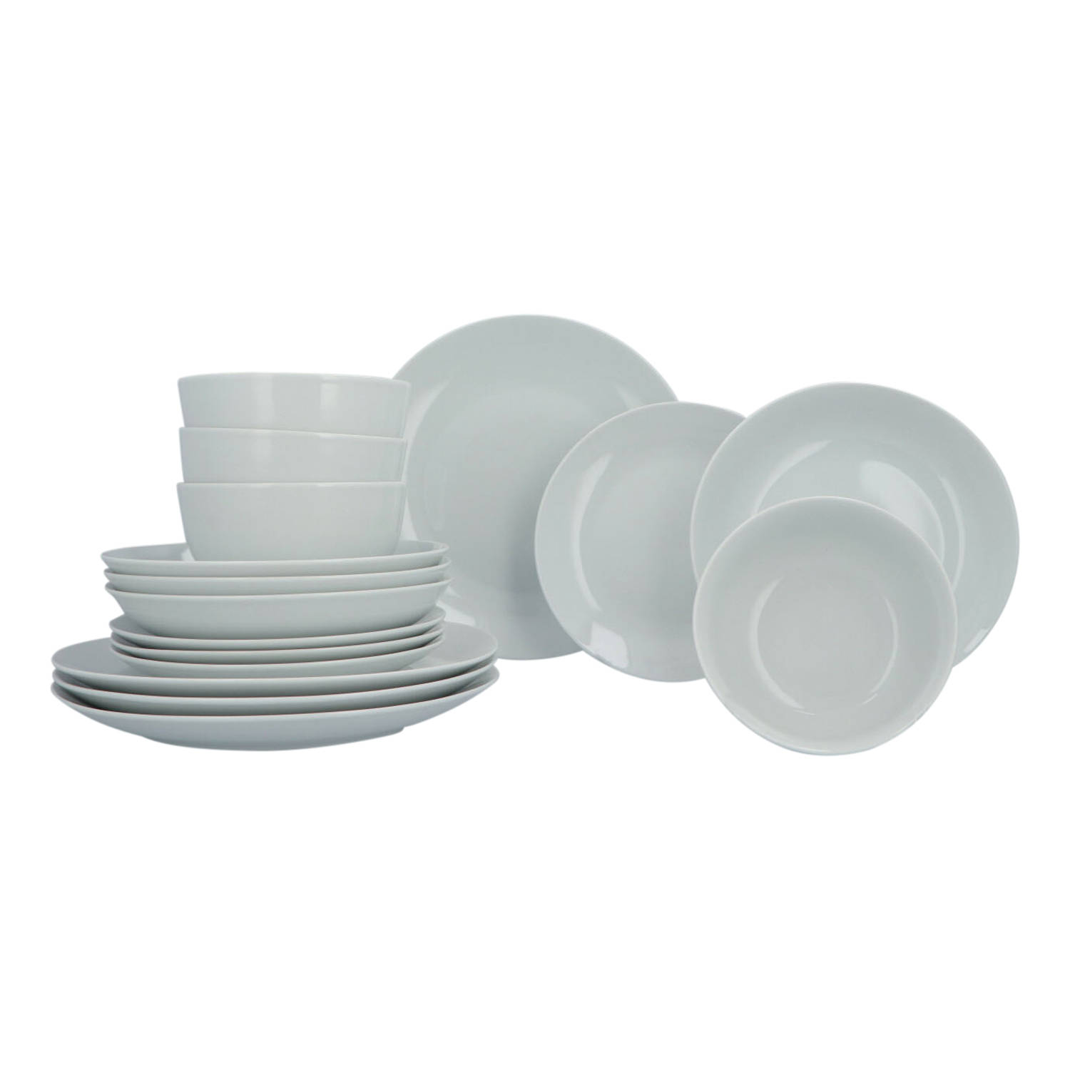 Luzzo® Servies Base 4-persoons met Pastabord 16 delig Wit