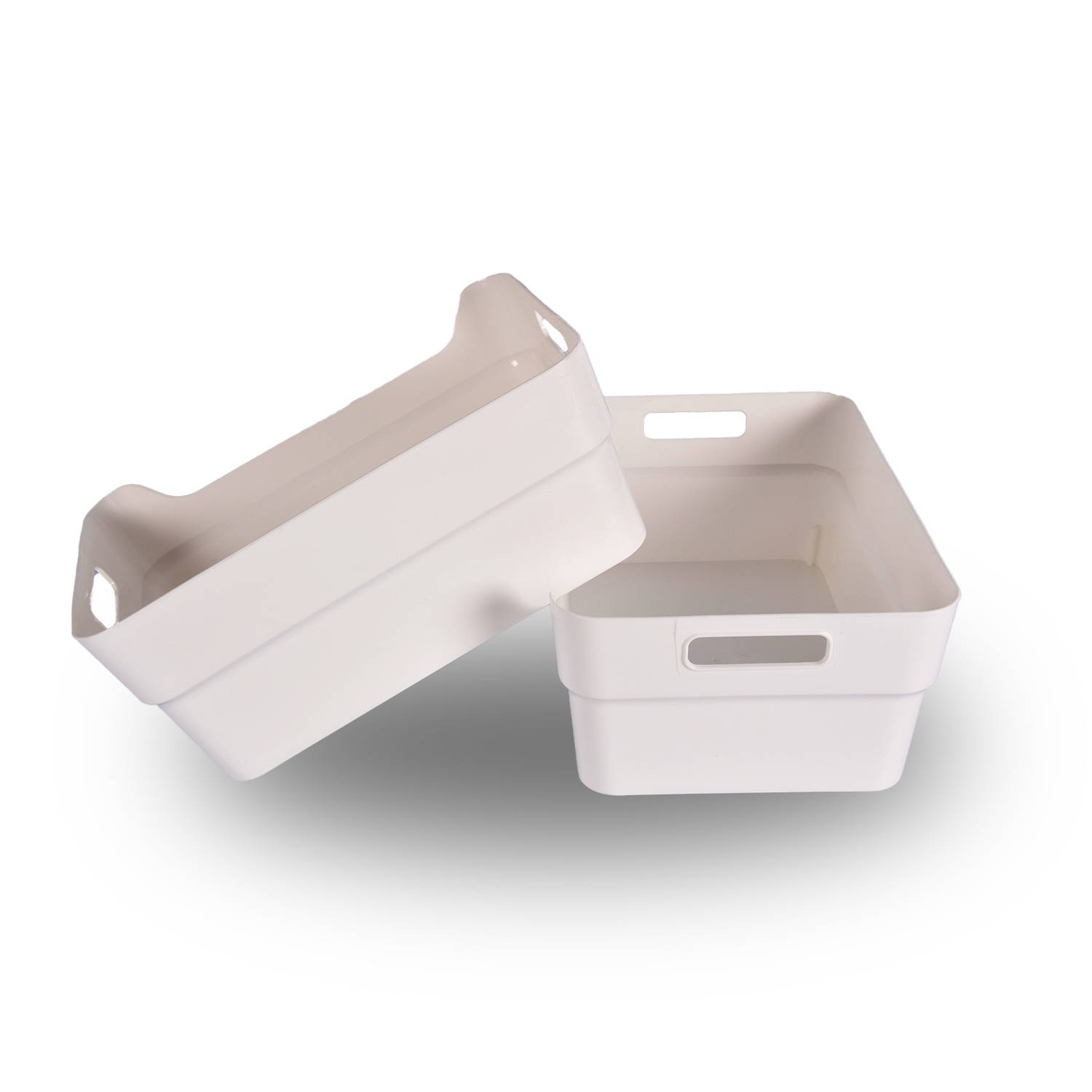 Set van 2 Opbergbox van 100% Gerecycled Plastic | Waterdicht en Duurzaam | 23.5cm x 14cm x 34cm - Wit | Ideaal voor Slaapkamer, Woonkamer & Babykamer