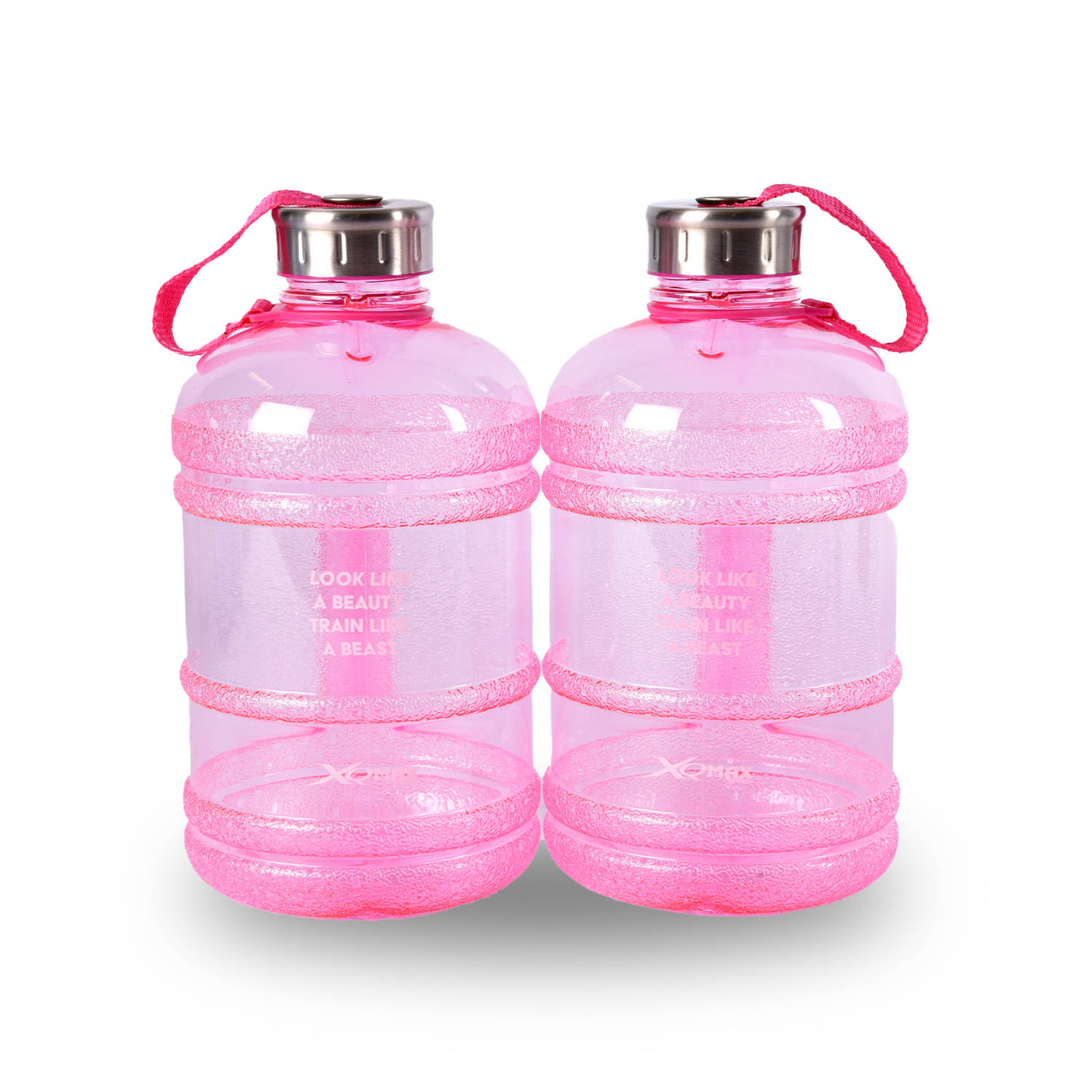 Chique Roze Sportfles Set 1.9L voor Fitness & Sport | BPA-Vrij Waterfles met Handvat en Clipsluiting | Ideaal Cadeau voor Sportieve Vrouwen