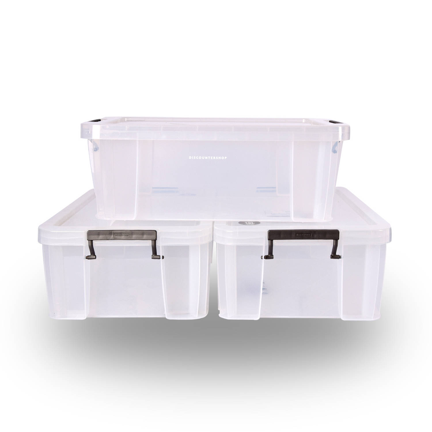 Opbergbox Transparant Stapelbare 15 Liter Met deksel Set van 3 42cm x 31cm x 28cm Grote opbergbox