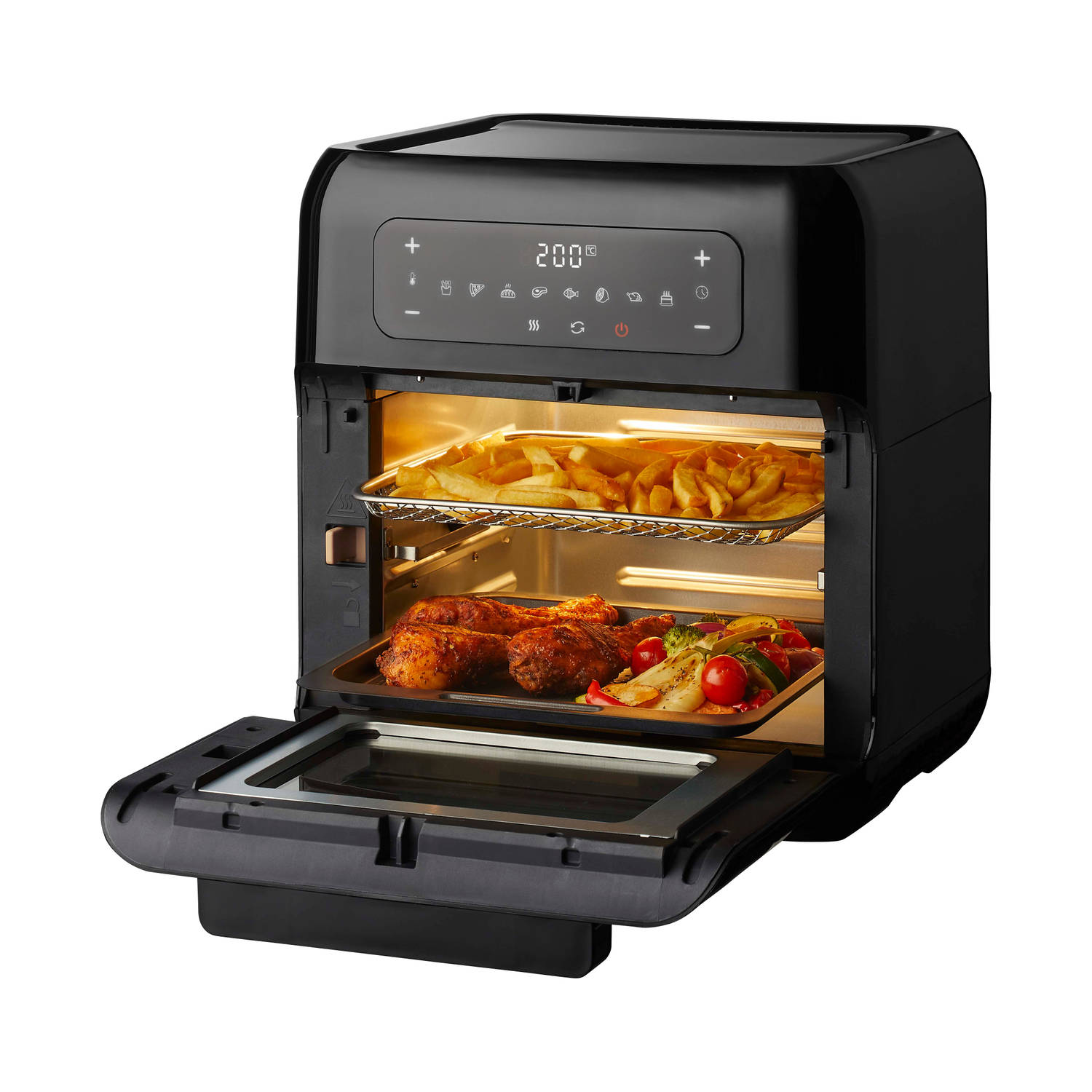 Tomado TAF1201B Airfryer oven Hetelucht friteuse 12 liter 8 programma's 40 tot 210°C 1700 watt 