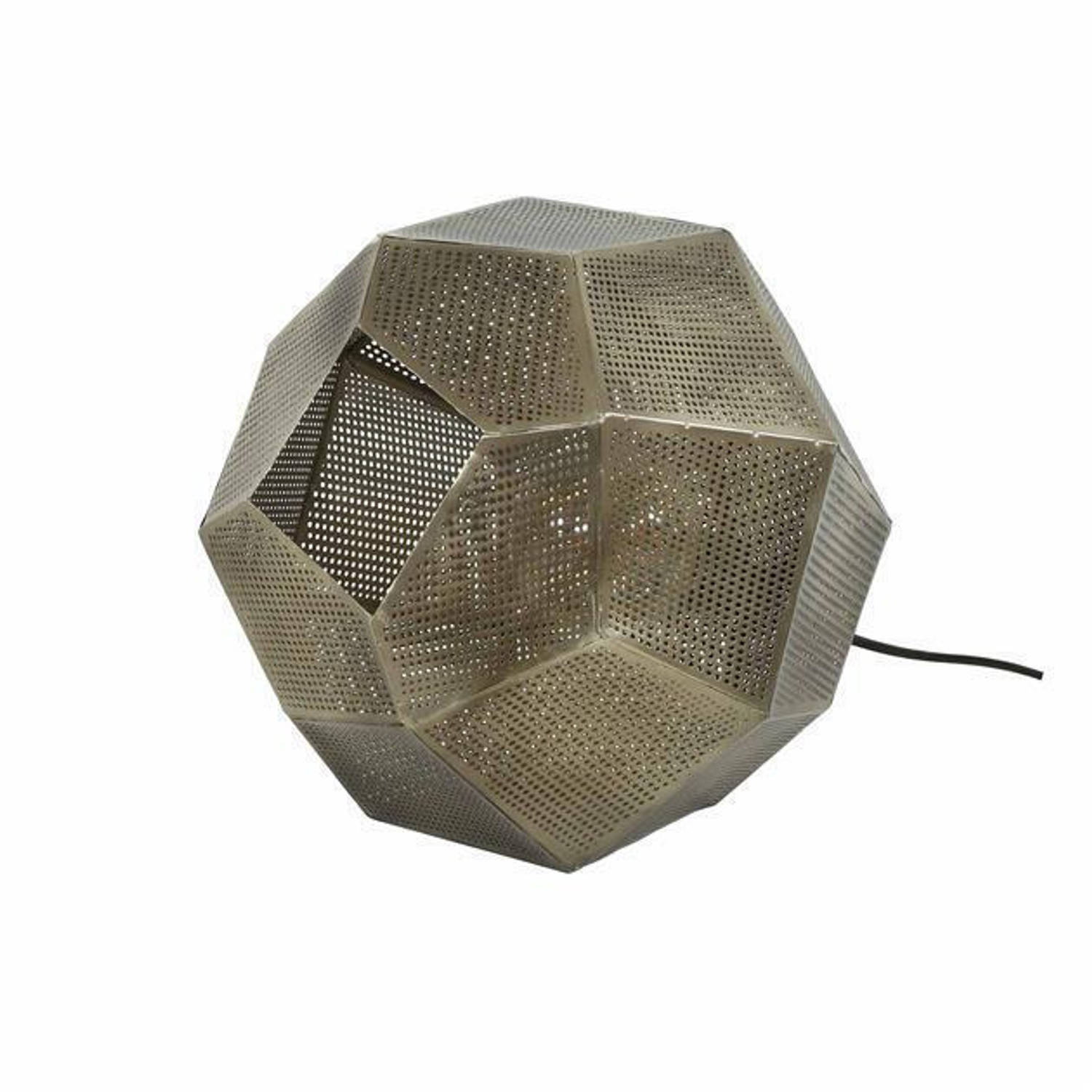 Giga Meubel - Tafellamp - Antiek Koper - Lamp Punched Hexagon