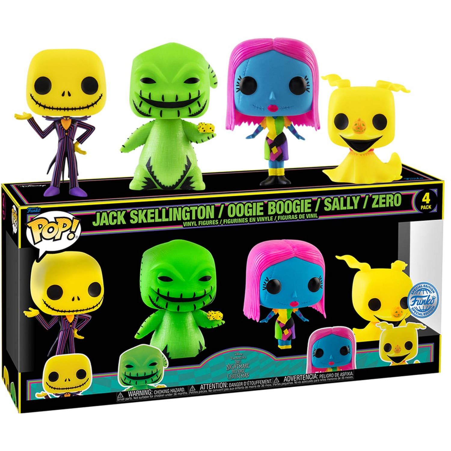 Funko Pop! The Nightmare Before Christmas - Blacklight US Exclusive 4-Pack
