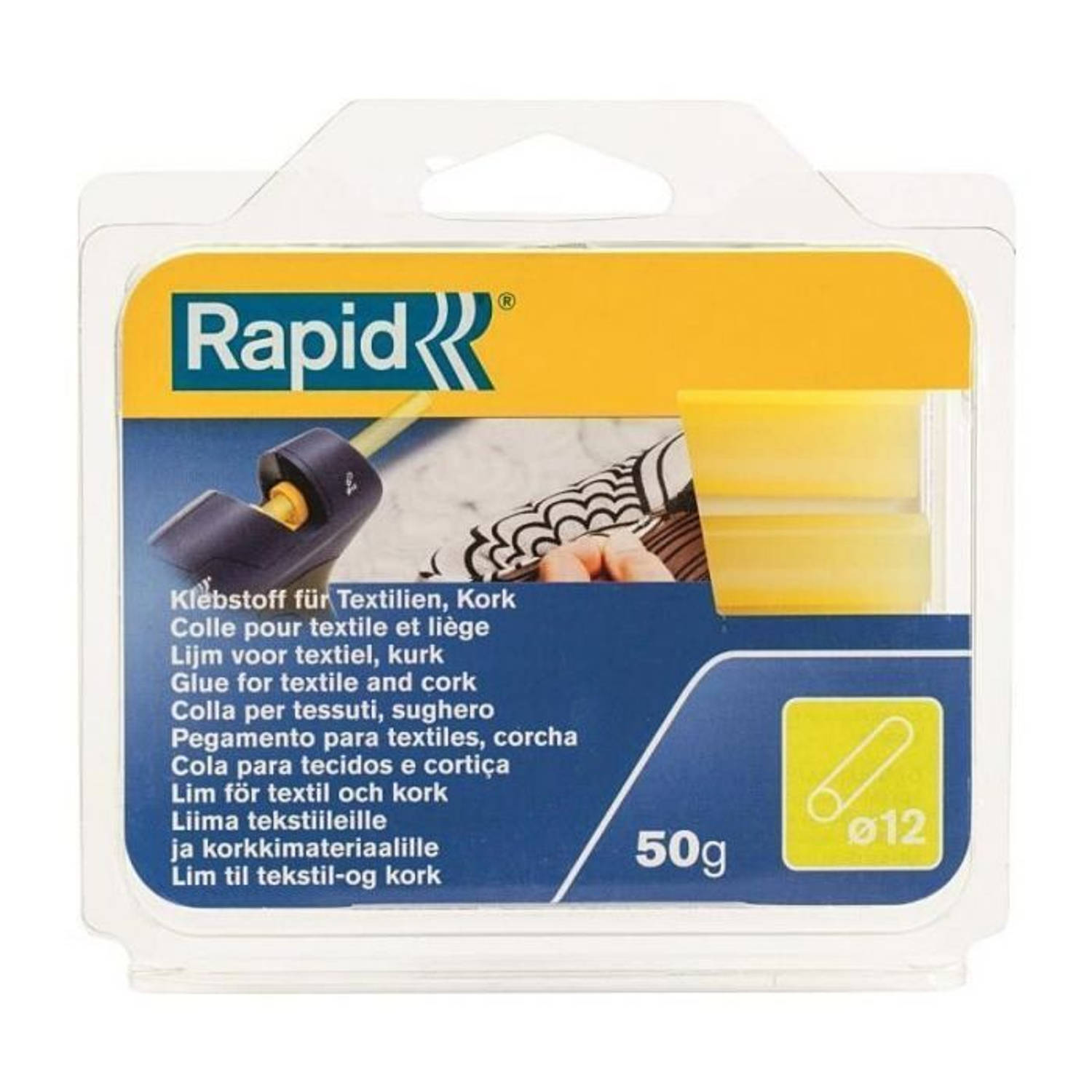 Rapid lijmstick voor textiel/kurk 94 x 12 mm 50G honingkleurig