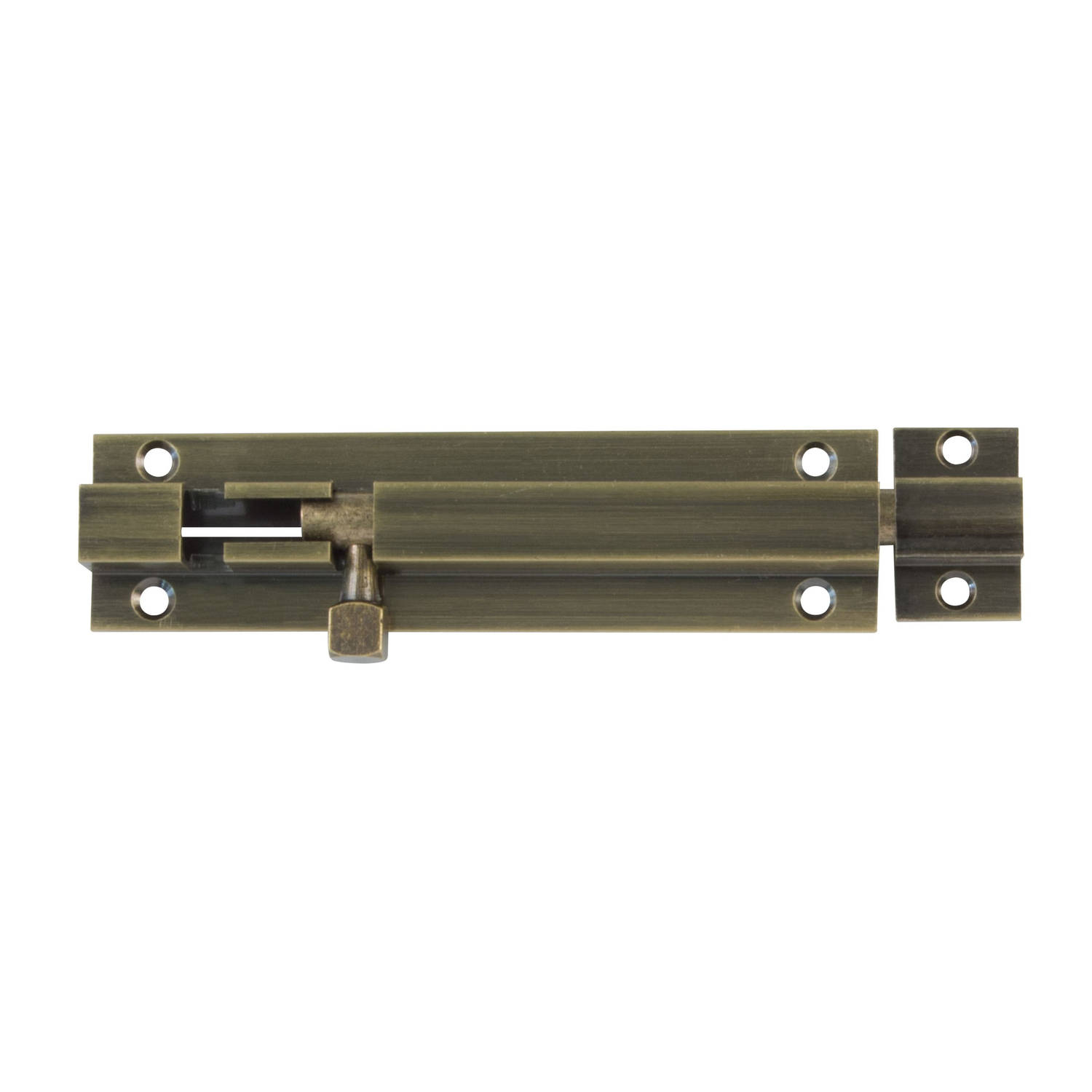 AMIG schuifslot/plaatgrendel - messing - 6 x 2.55 cm - brons - antiek look - deur - poort