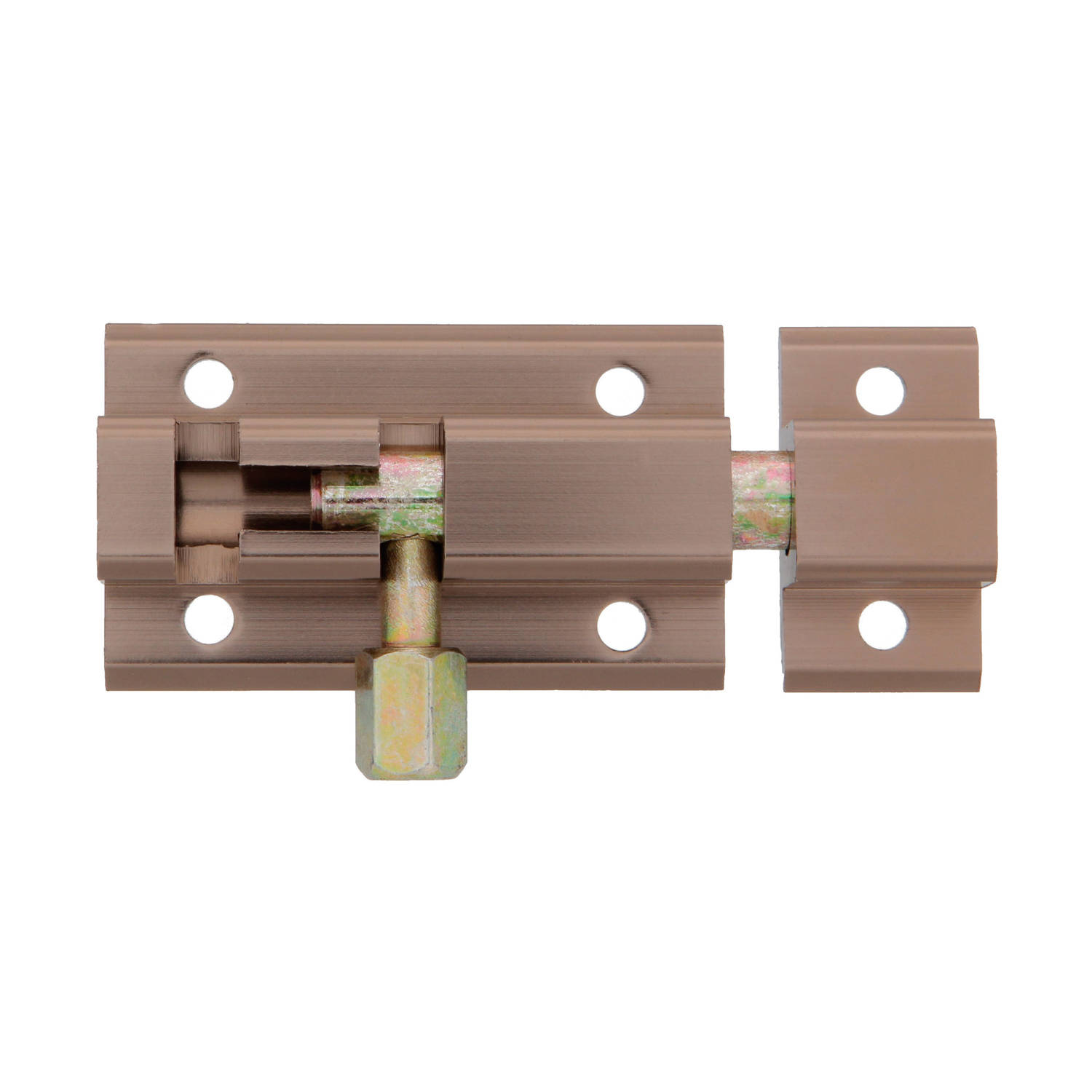 AMIG schuifslot/plaatgrendel - aluminium - 8 cm - brons - deur - schutting - raam