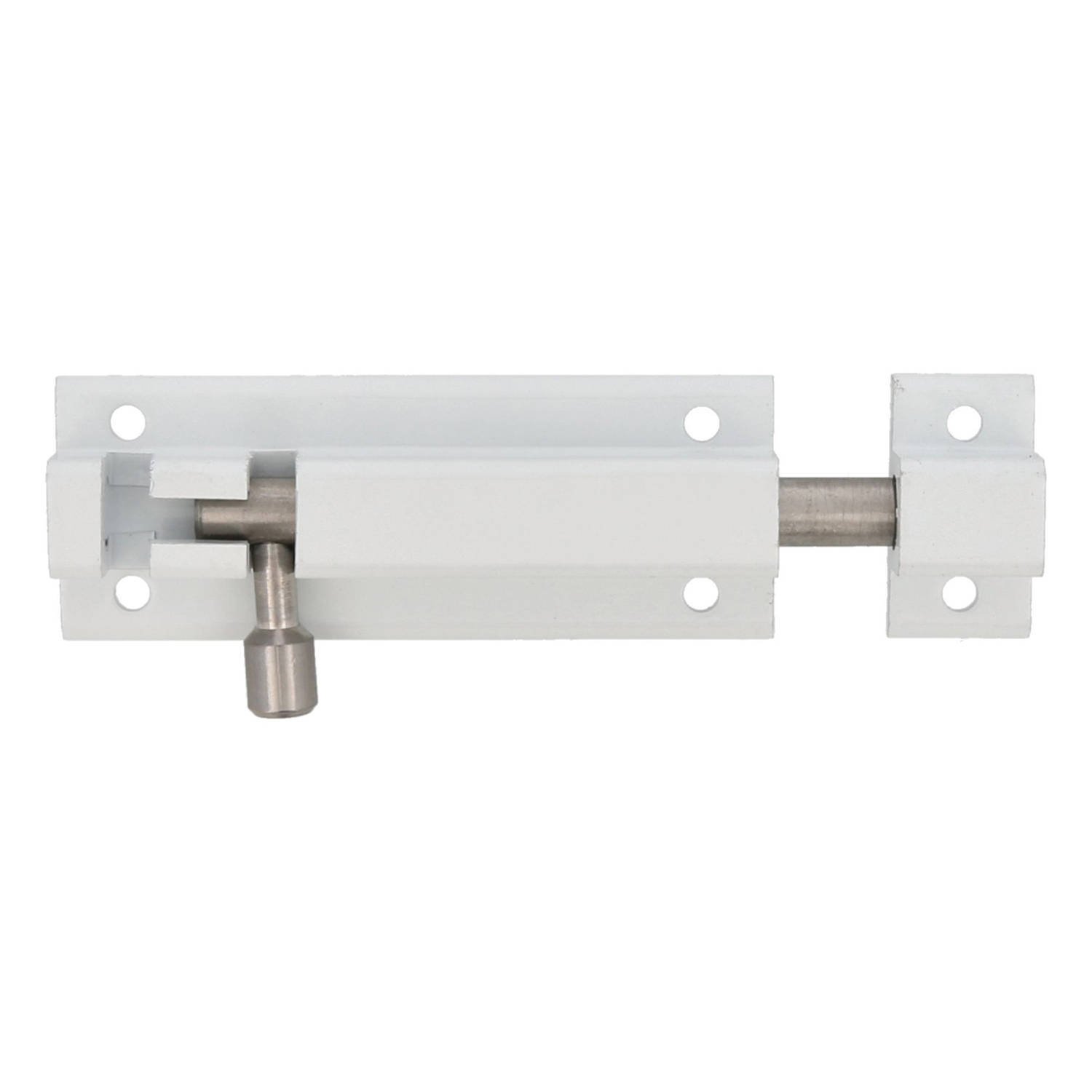 AMIG schuifslot/plaatgrendel - aluminium - 10 cm - wit - deur - schutting - raam
