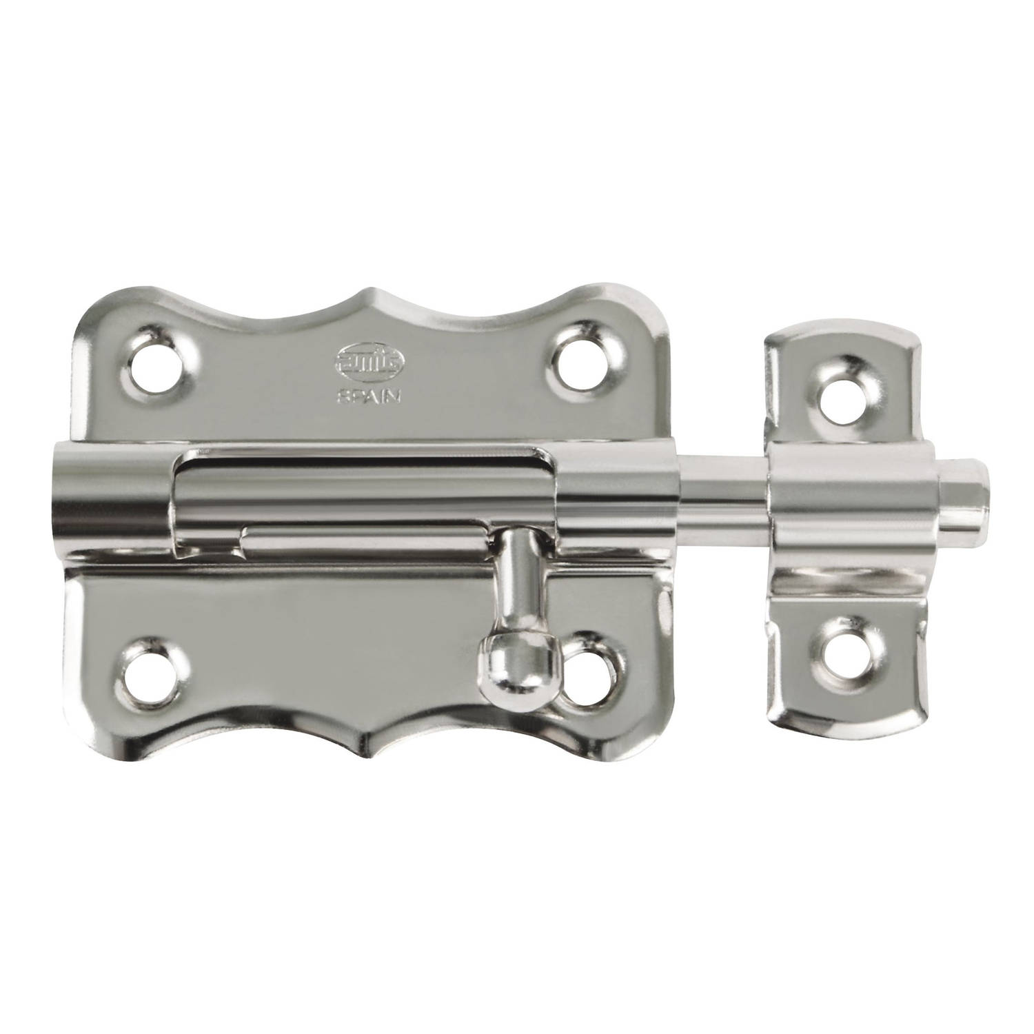 AMIG schuifslot/plaatgrendel - staal - 5 x 4.8 cm - vernikkeld - zilver - deur - poort