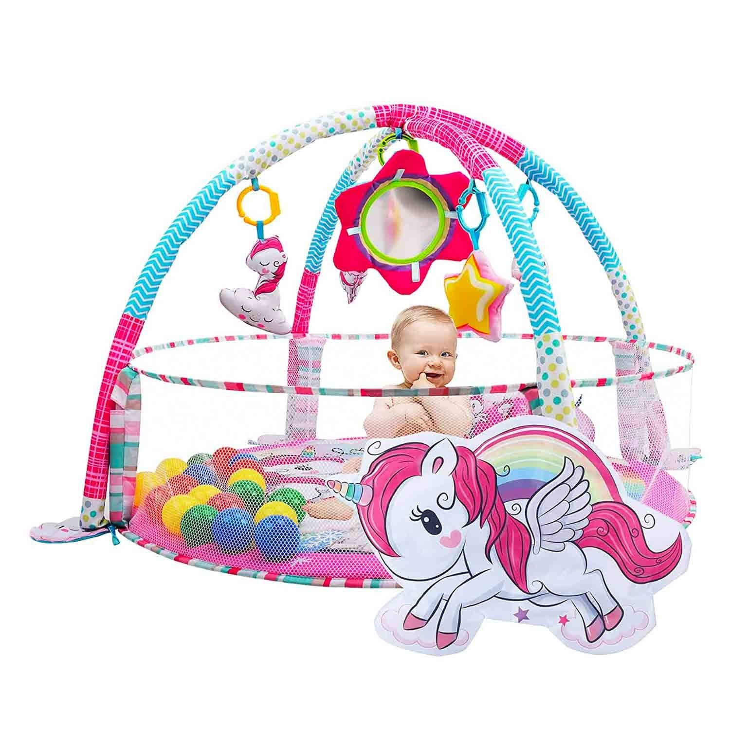 Allerion Luxe Baby Gym Ballenbak Unicorn Baby 4-in-1 Speelmat Roze