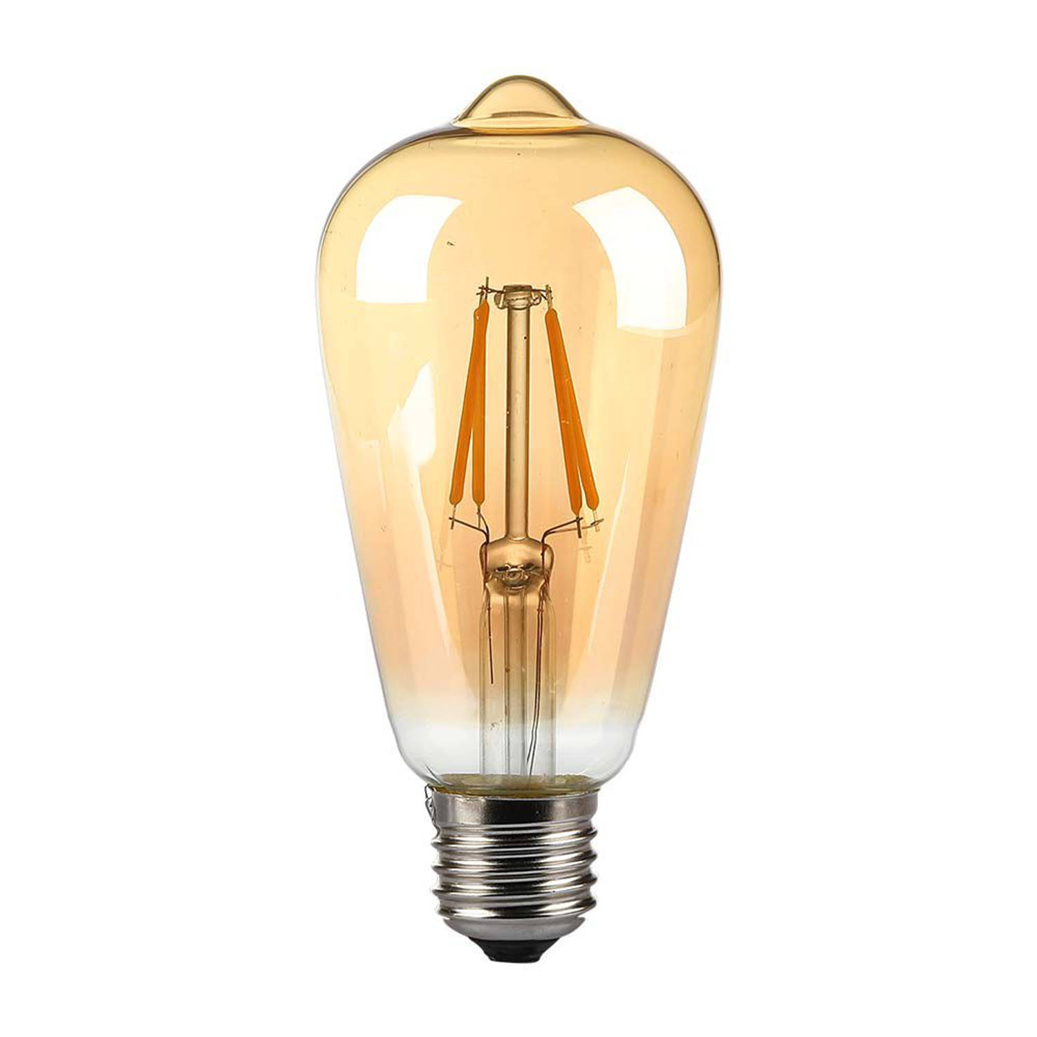 Vintage stijl Amber Filament LED Gloeilamp, 4W (30W Equivalent), E27 Basis, ST64 Vorm, Warm Wit 2200K, IP20 Nominaal