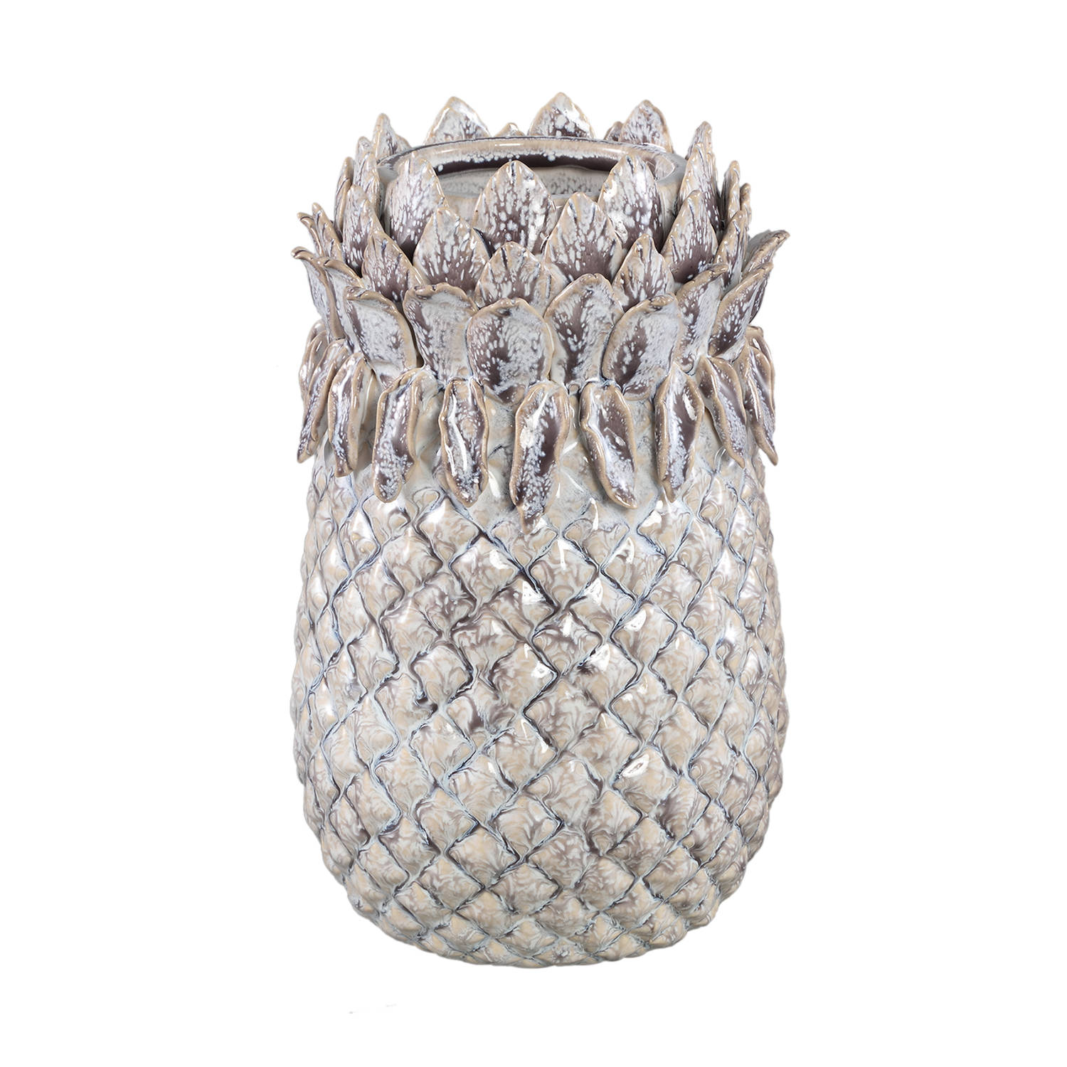 PTMD Tamiah Purple ceramic pineapple shaped pot high L
