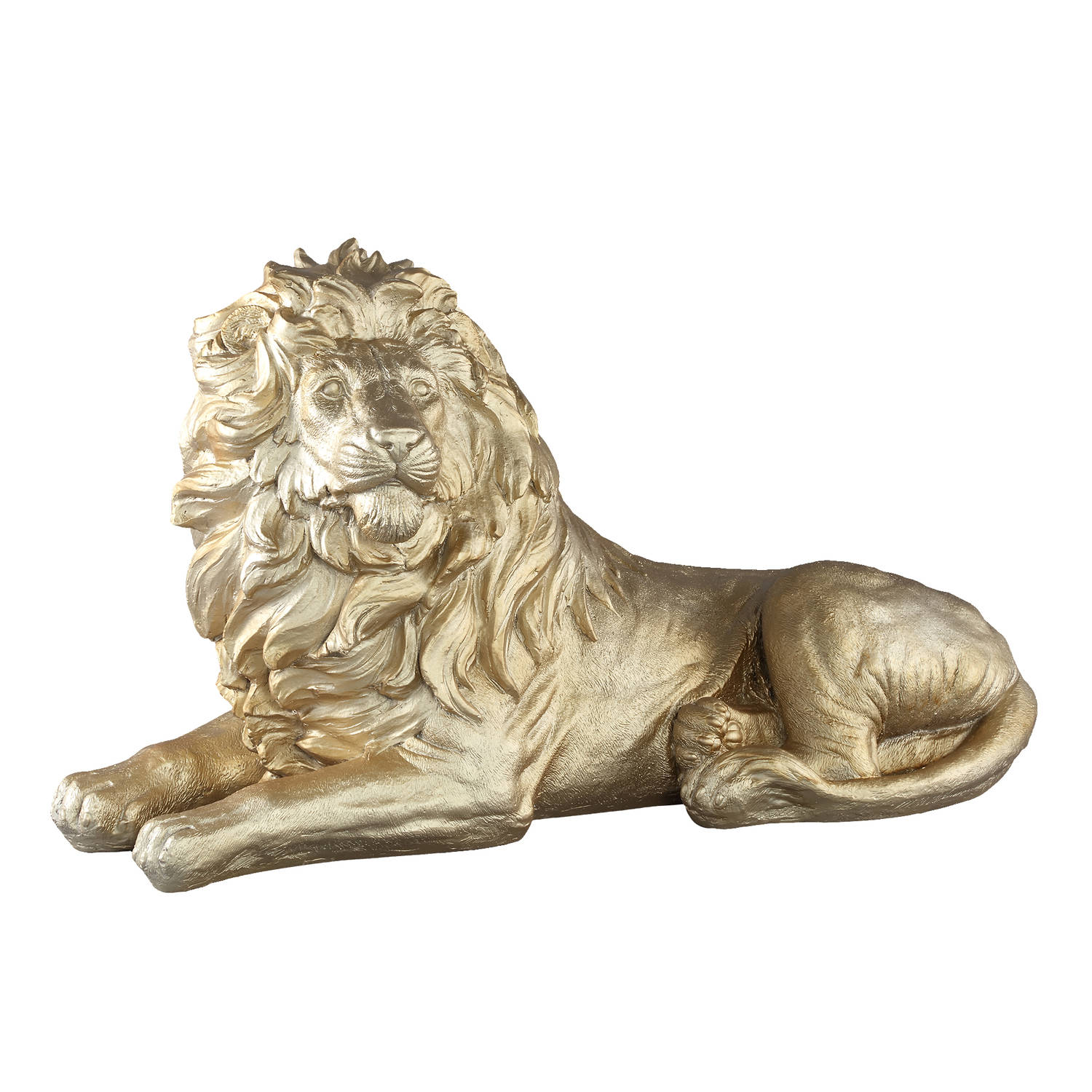 PTMD Jefta Gold matt polyresin laying lion statue L