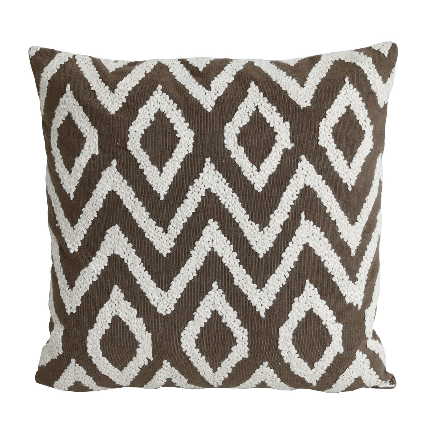 PTMD Cecile Taupe cotton cushion triangle pattern squar