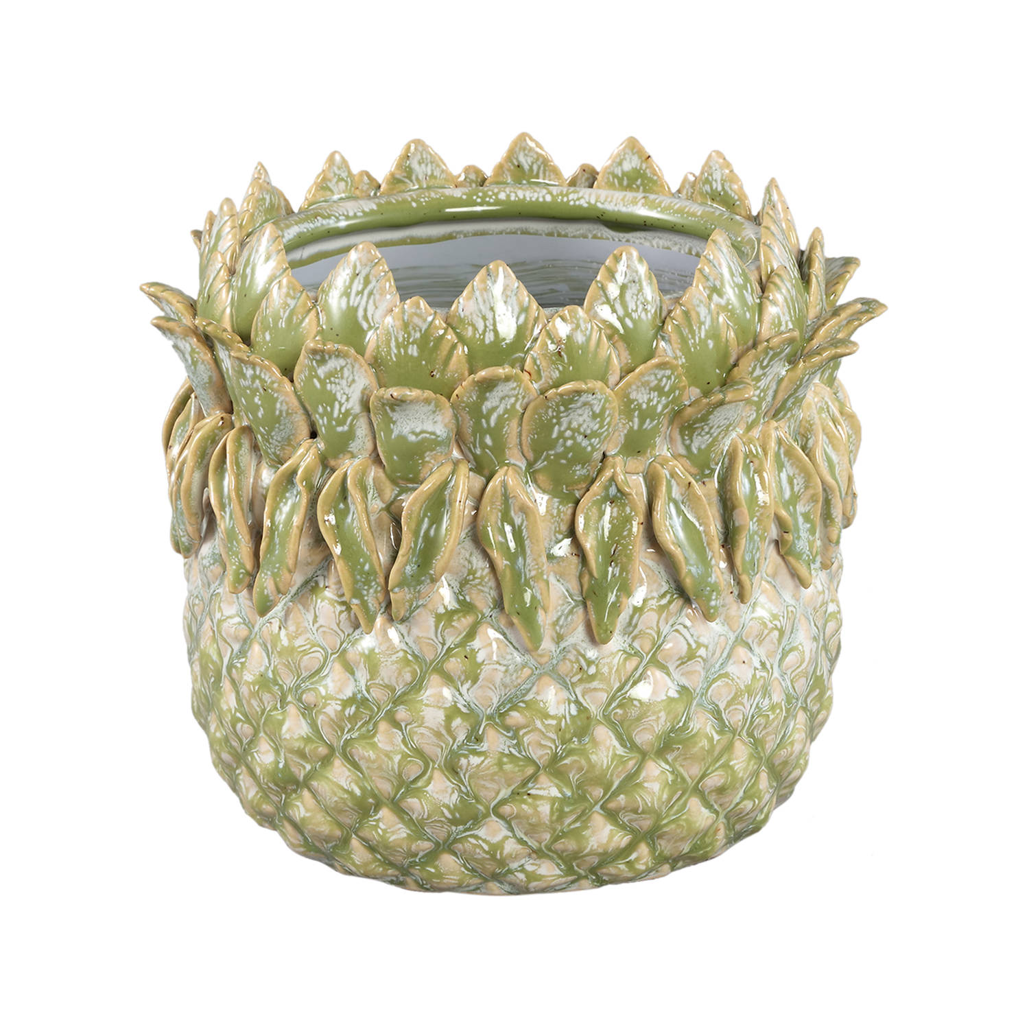 PTMD Tamiah Green ceramic pineapple shaped pot low M