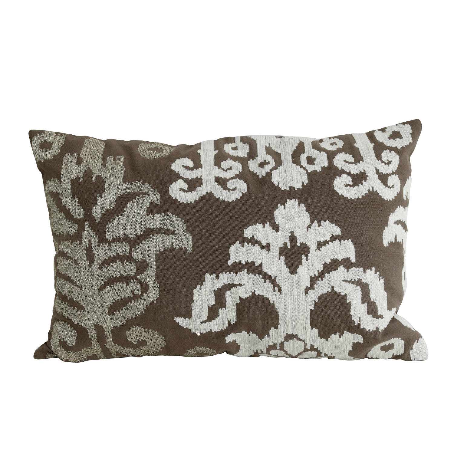 PTMD Cloe Taupe cotton cushion antique pattern rectangl