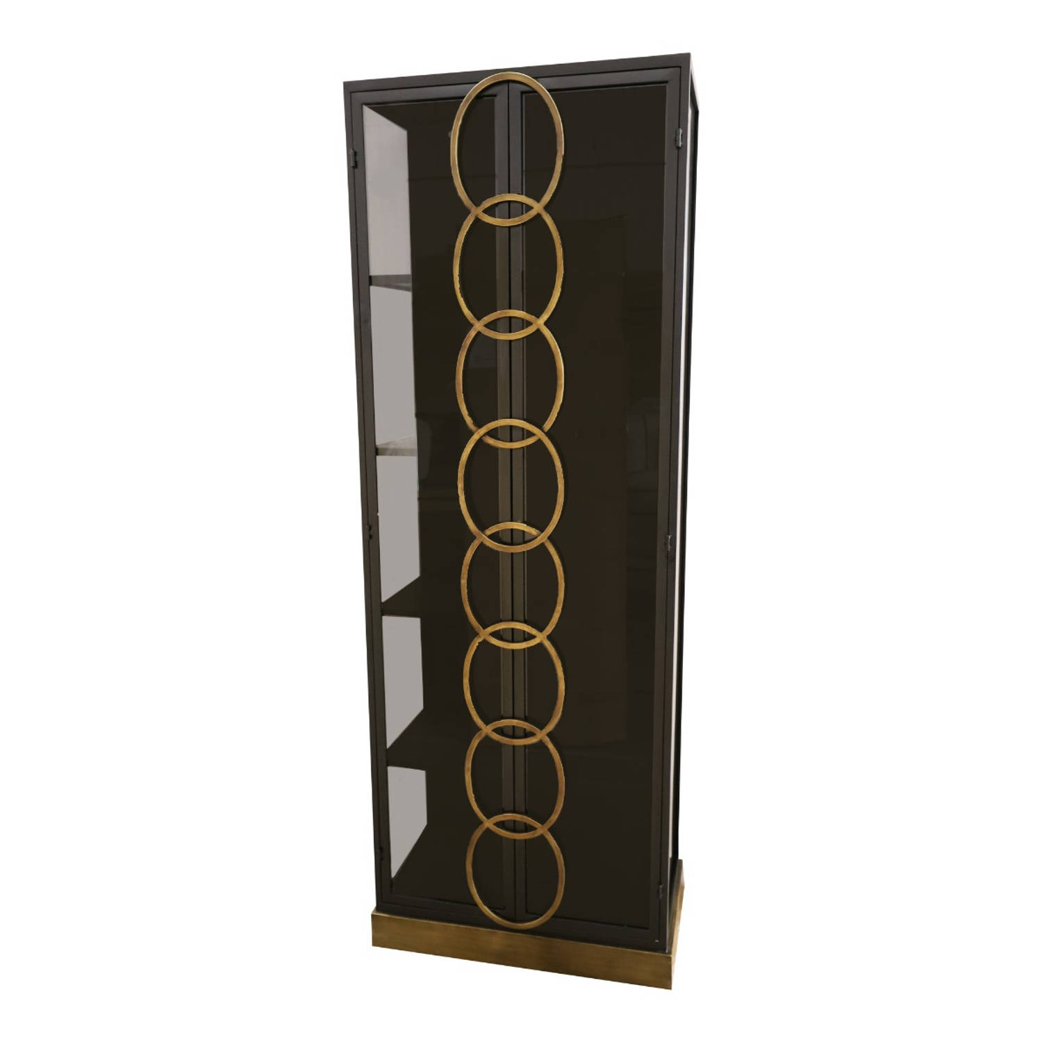 PTMD Riho Black metal cabinet high smoky glass doors