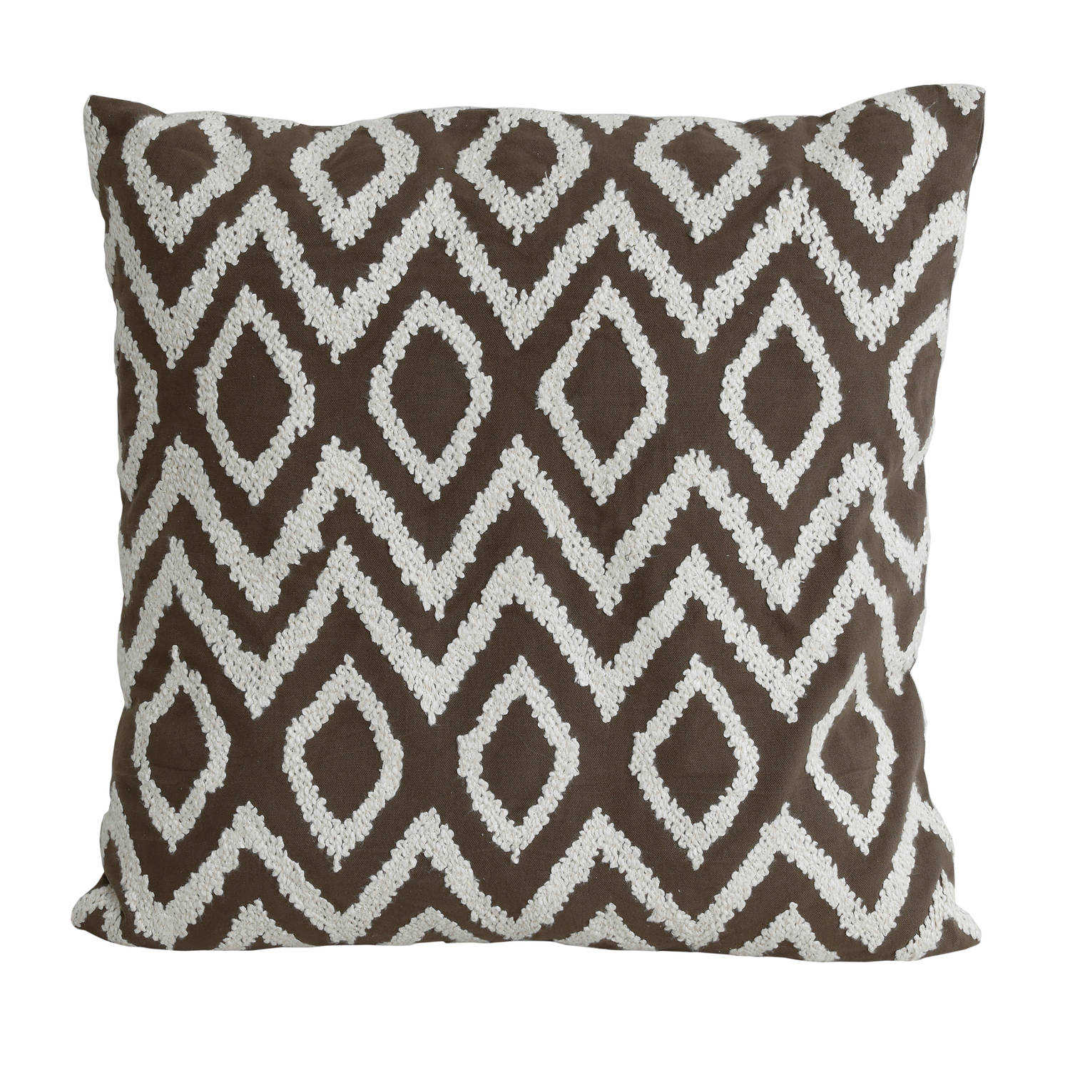 PTMD Cecile Taupe cotton cushion triangle pattern squar