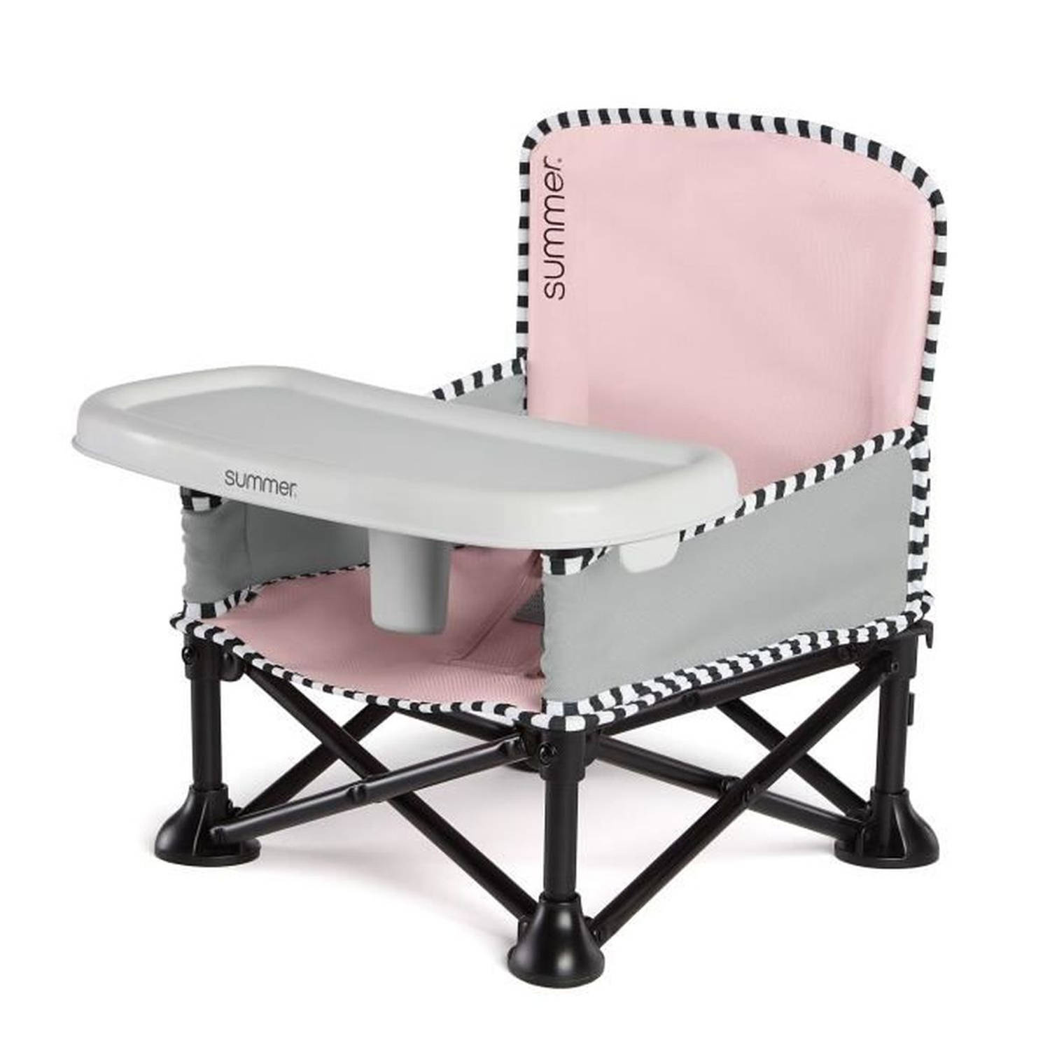 Summer Infant Pop &apos;n Sit stoelverhoger, binnen, buiten, handig en compact, snel opvouwbaar, roze