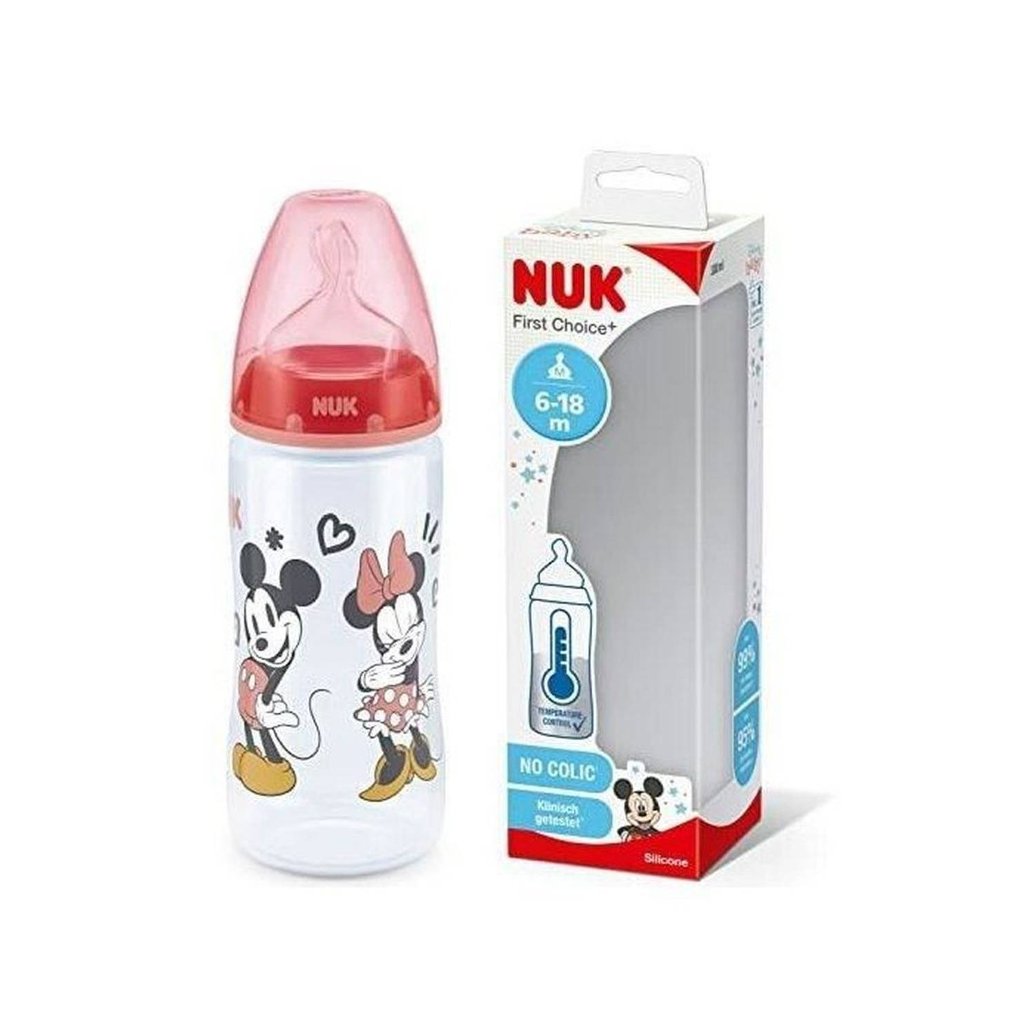 Nuk Babyfles FC+ Minnie - Temperatuurregeling - Siliconen - 300 ml - 6-18 maanden