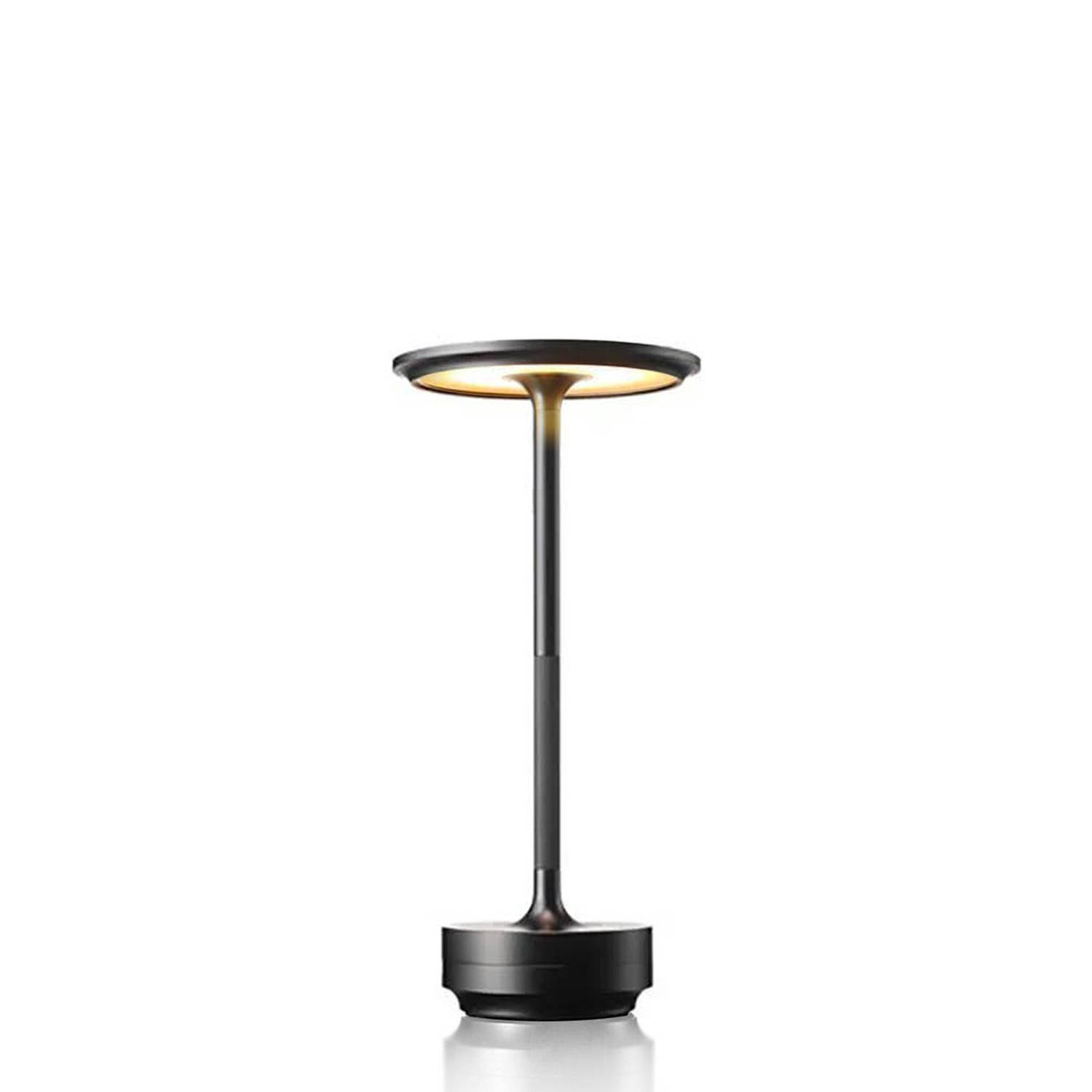 Goliving Tafellamp Op Accu - Oplaadbaar en Dimbaar - Spatwaterbestendig - Past in ieder interieur - Energiezuinig - Hoogte 27 cm - Zwart