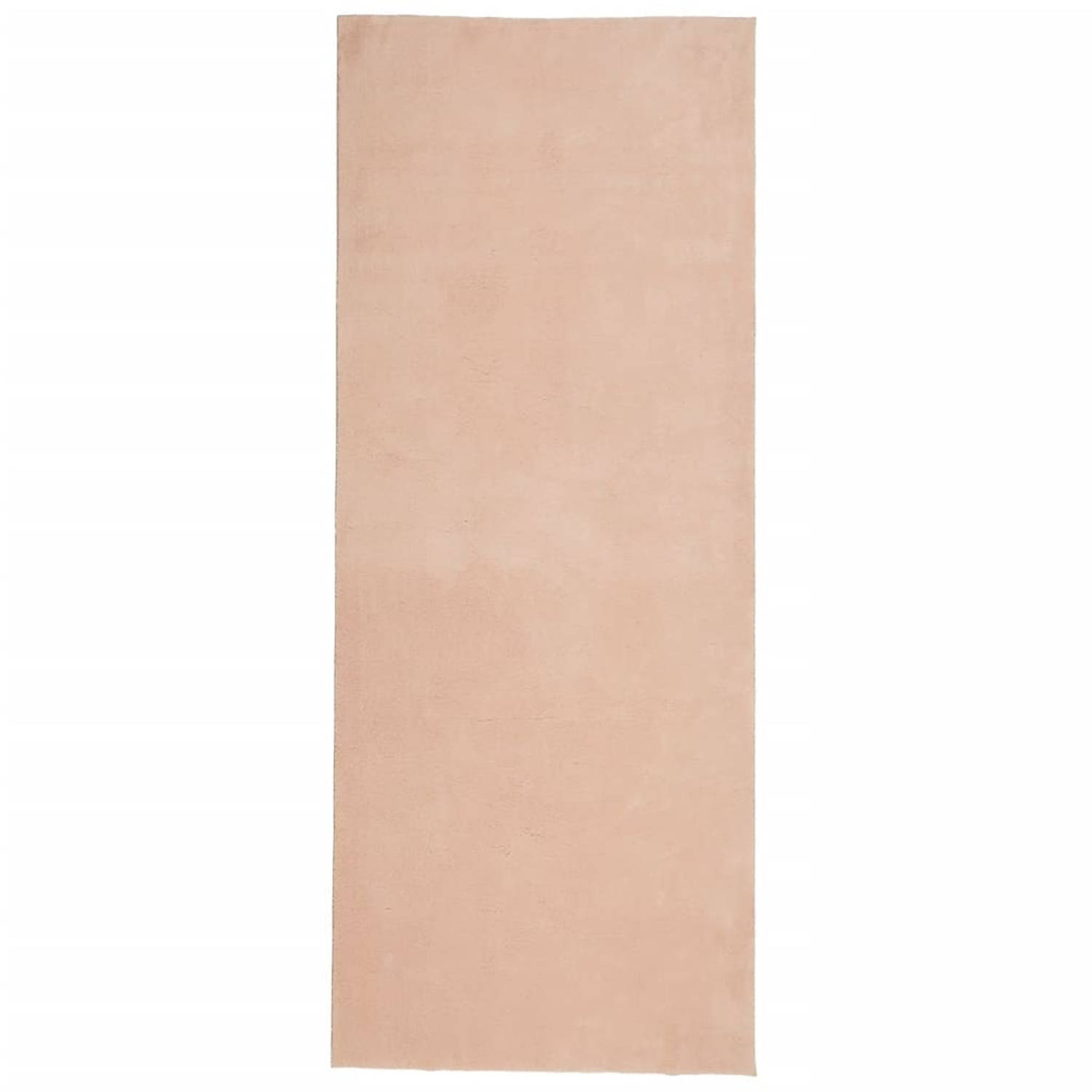 vidaXL Vloerkleed laagpolig zacht en wasbaar 80x200 cm roze