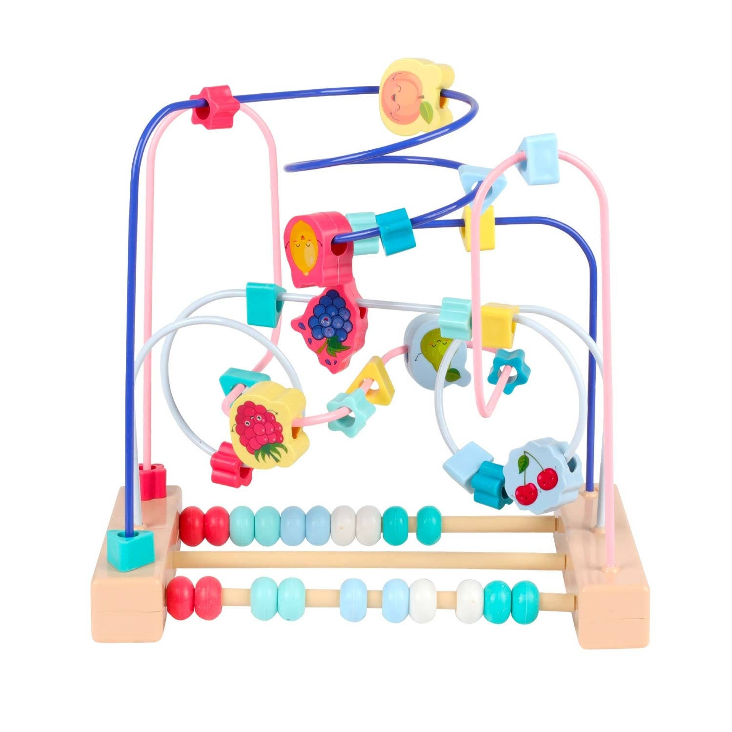 Allerion Houten Kralenspiraal – Fruit Thema – Educatief Speelgoed – Voor Jongens en Meisjes – STEM Speelgoed