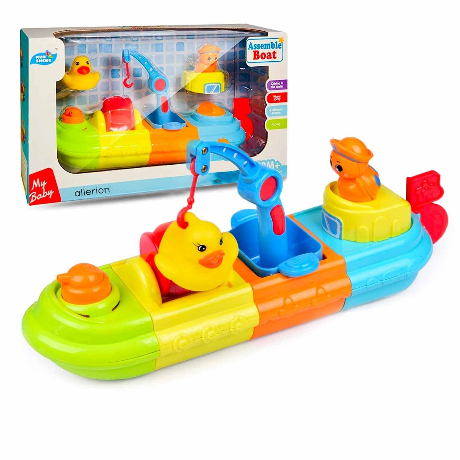Allerion Bootjes Badspeelgoed – Vanaf 1 jaar – Opwindbare Bewegende Boot