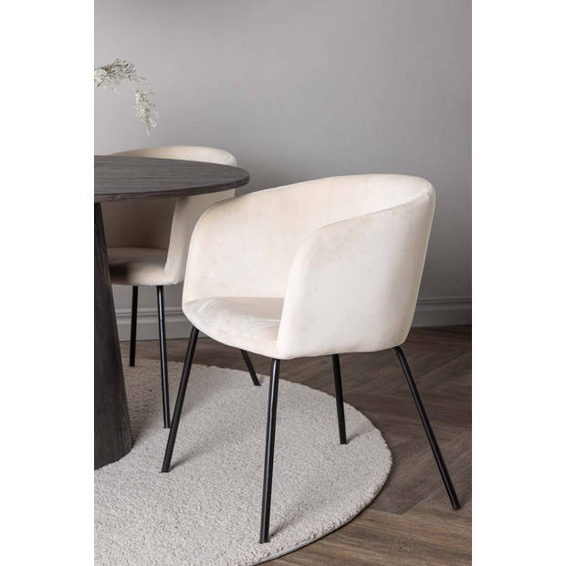 Lanzo eethoek tafel mokka en 4 berit stoelen beige.