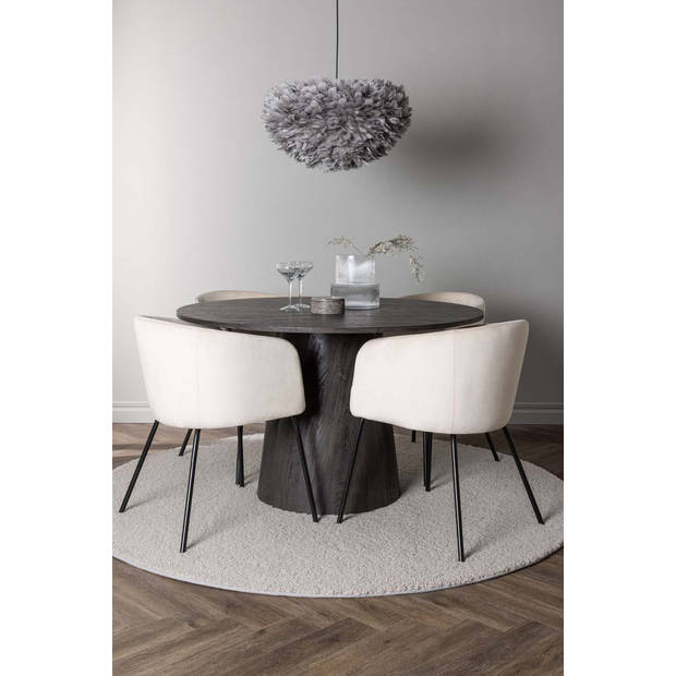 Lanzo eethoek tafel mokka en 4 berit stoelen beige.