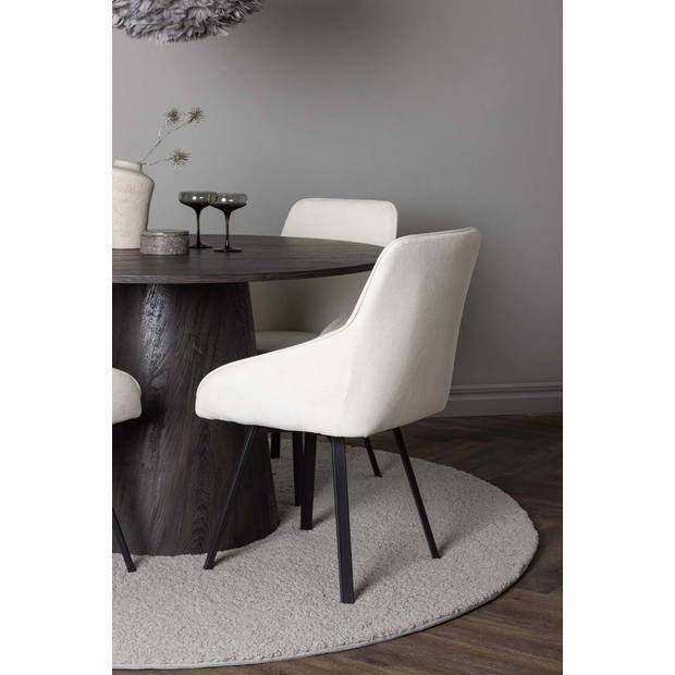 Lanzo eethoek tafel mokka en 4 Rosie stoelen beige.