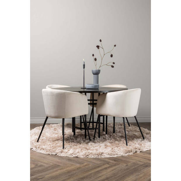 Copenhagen eethoek tafel mokka en 4 berit stoelen beige.