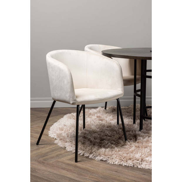 Copenhagen eethoek tafel mokka en 4 berit stoelen beige.