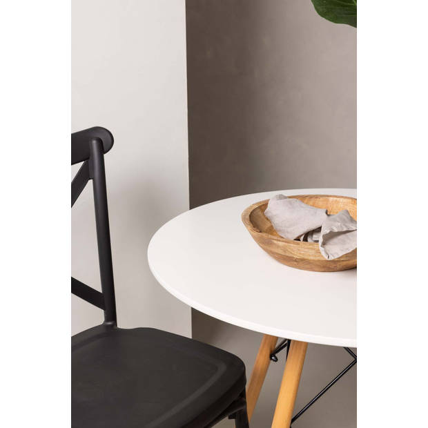 Danburi eethoek tafel wit en 2 Crosett stoelen zwart.