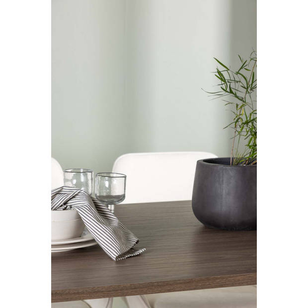 Andy eethoek tafel naturel en 4 Rosie stoelen beige.