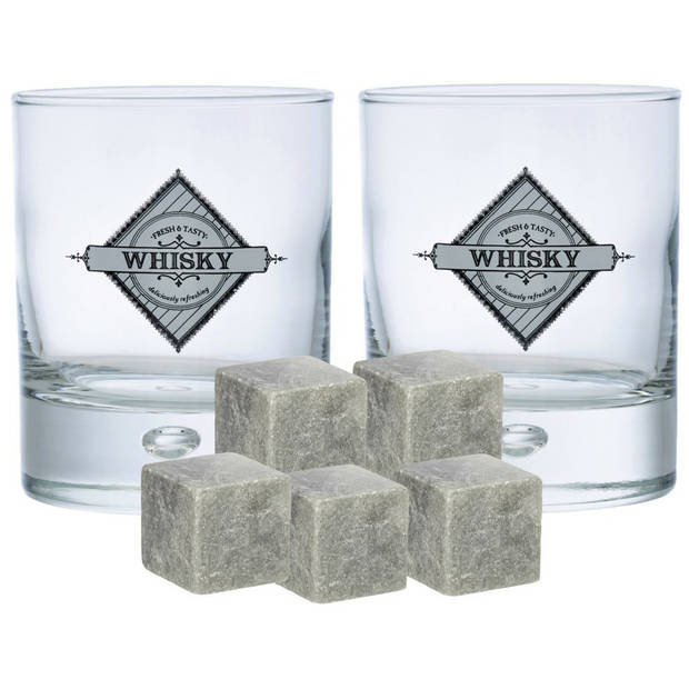 Durobor whiskyglazen - set 6x stuks 290 ml - 9x whisky ijsblokstenen - Whiskeyglazen