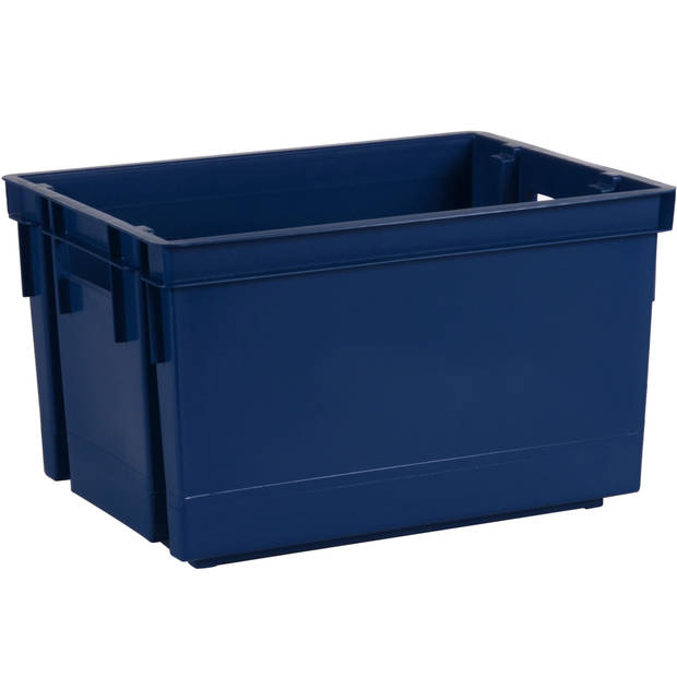 EDA Opbergbox/opbergkrat 20 L - 2x - blauw - kunststof - 39 x 29 x 23 - stapelbaar/nestbaar - Opbergbox