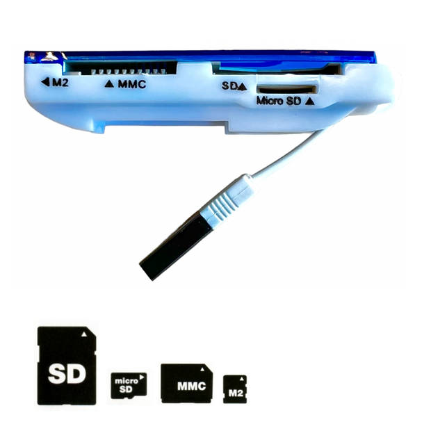USB Kaartlezer Geheugenkaarten - Micro SD, SD, RS-MMC