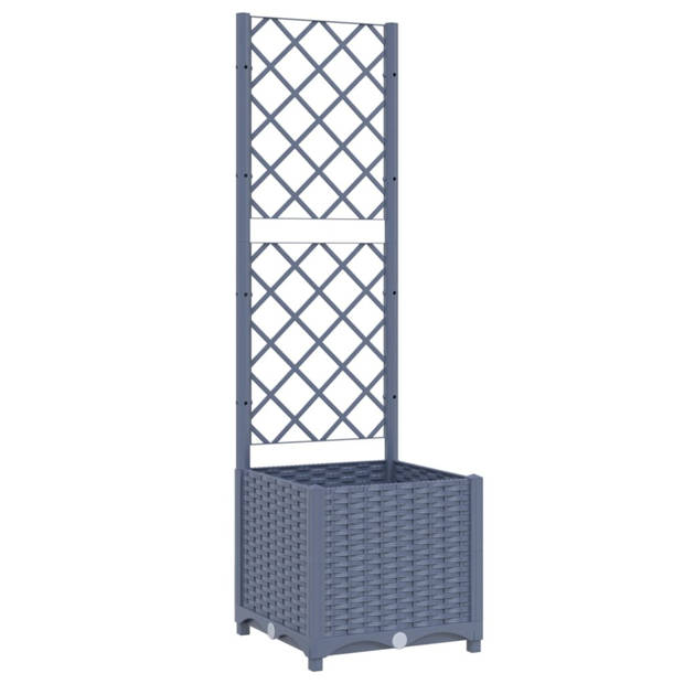 vidaXL Plantenbak met latwerk 40x40x136 cm polypropeen donkergrijs