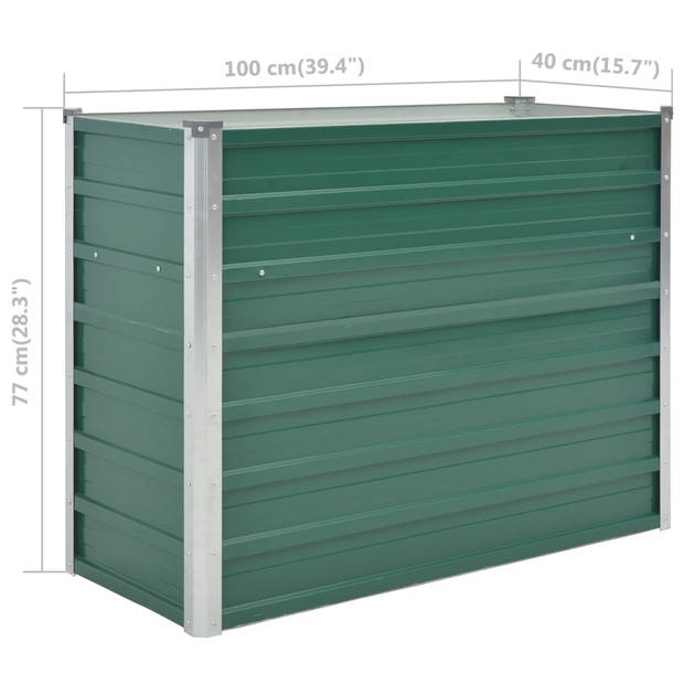 vidaXL Plantenbak verhoogd 100x40x77 cm gegalvaniseerd staal groen