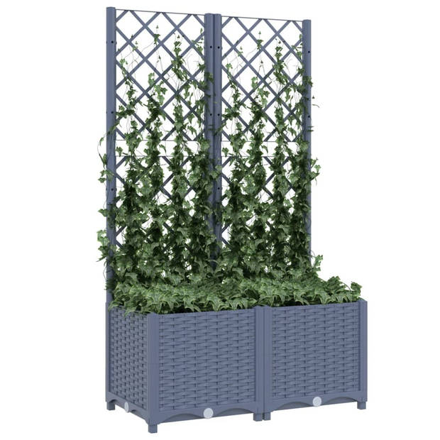 vidaXL Plantenbak met latwerk 80x40x136 cm polypropeen donkergrijs