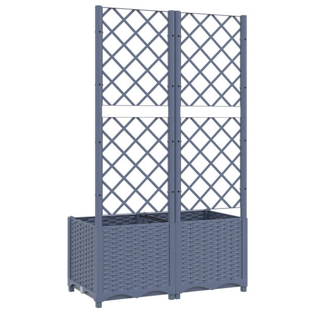 vidaXL Plantenbak met latwerk 80x40x136 cm polypropeen donkergrijs